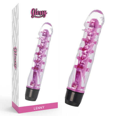 Glossy Lenny Pink - TPE Waterproof Intimate Device, 14 cm