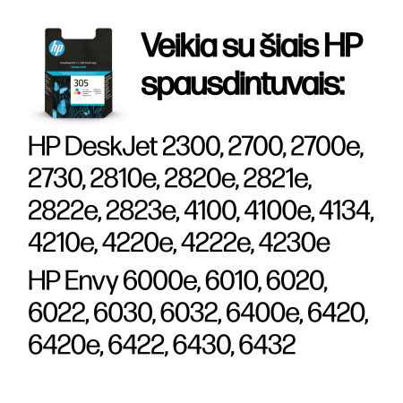 HP 305 tri-spalvė originali rašalo kasetė