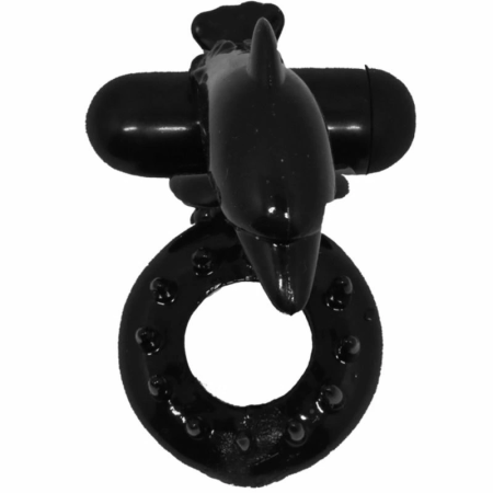 Baile Sweet Ring Black Silicone Intimate Ring with Dolphin Attachment
