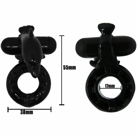 Baile Sweet Ring Black Silicone Intimate Ring with Dolphin Attachment