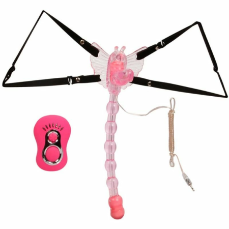 Baile Butterfly Strap-On Intimate System with Remote Control, TPR, Black
