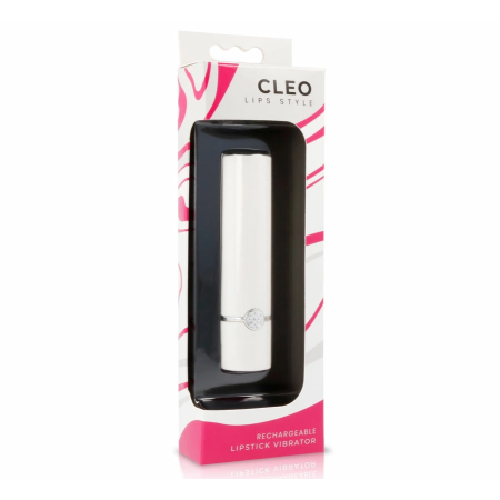 LYPS STYLE CLEO Lipstick-Shaped Intimate Device White & Pink USB 10 Modes