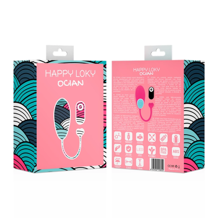 Happy Loky Ocian Remote-Controlled Intimate Device, 10 Modes, Pink/Turquoise