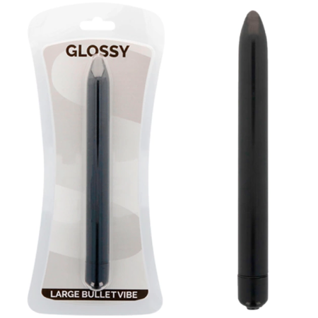 Glossy Brilliant Slim Vibrator Black 165mm - Waterproof ABS Model