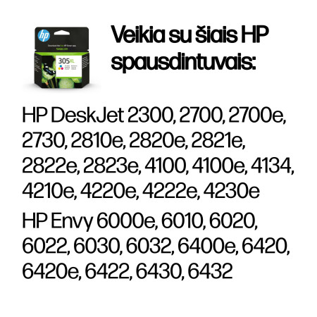 HP 305XL didelės talpos trijų spalvų originalus rašalas