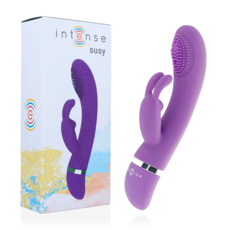 Intense Susy Silicone Rabbit Lilac Oscillating Dual Motor Vibrator 18.8cm