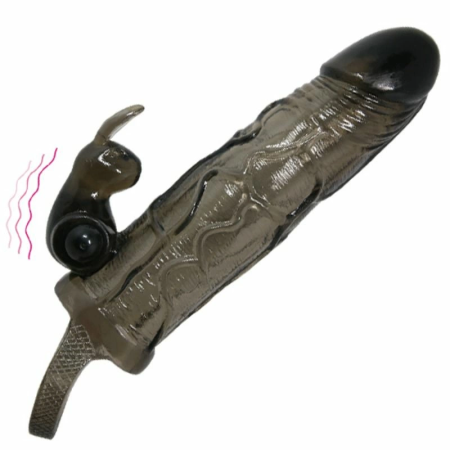 Baile Brave Man Intimate Silicone Sleeve Black 16.5 cm with Rabbit Vibrator