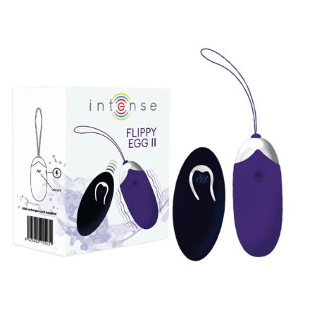 INTENSE Flippy II Remote Vibrating Egg, 12 Modes, USB, Purple, 70mm