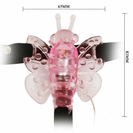Baile Harness System with Multispeed Vibrating Butterfly, Pink, Adjustable