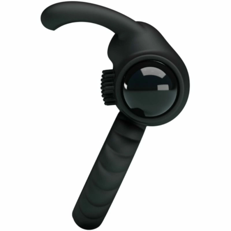 Pretty Love Eudora Silicone Vibrating Black Ring with Dual Stimulator