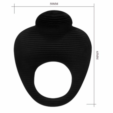 Pretty Love Thimble Black Silicone Vibrating Ring - Adjustable System