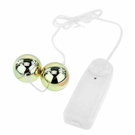 Baile Golden Vibrating Kegel Balls with Wired Remote, 3.2 cm, Gold