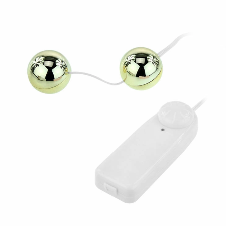 Baile Golden Vibrating Kegel Balls with Wired Remote, 3.2 cm, Gold