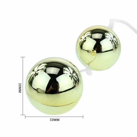 Baile Golden Vibrating Kegel Balls with Wired Remote, 3.2 cm, Gold