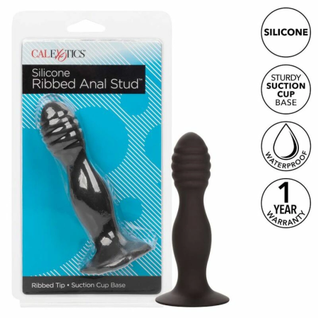 CalExotics Silicone Ribbed Anal Stud - Flexible Probe with Suction Cup