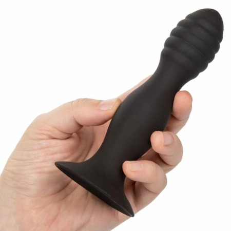 CalExotics Silicone Ribbed Anal Stud - Flexible Probe with Suction Cup