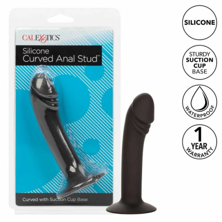 CalExotics Silicone Curved Intimate Device with Suction Base, Black