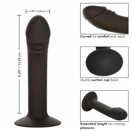 CalExotics Silicone Curved Intimate Device with Suction Base, Black