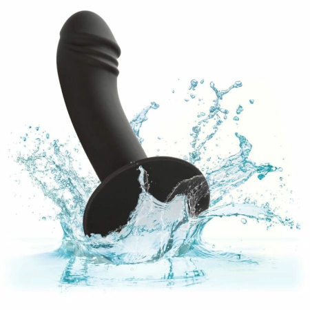 CalExotics Silicone Curved Intimate Device with Suction Base, Black