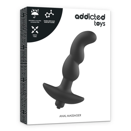 Addicted Toys Anal Massager Model 2 - Black, Vibrating Silicone, 8x1.5cm