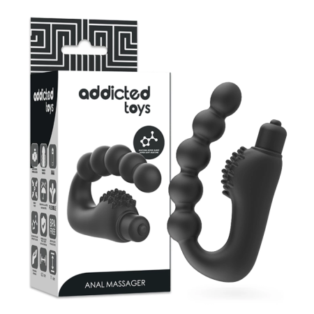 Addicted Toys Vibrating Prostate Massager Anatomical Silicone Black 11cm