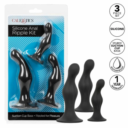 CalExotics Silicone Anal Ripple Kit - 3-Piece Graduated Set with Suction Base