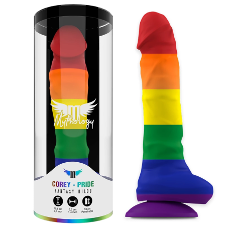 MYTHOLOGY Corey Pride L Silicone Fantasy Device Suction Base Rainbow