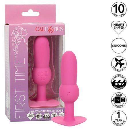 CalExotics First Time Beaded Probe Vibrating System Pink USB 10 Modes