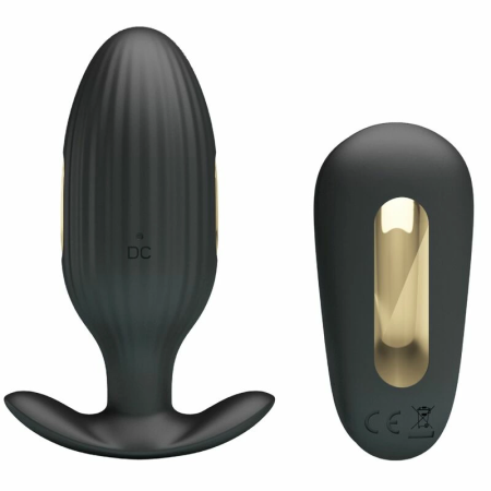 Pretty Love Kelly Rechargeable Anal Plug Black, Remote Control, 7 Modes
