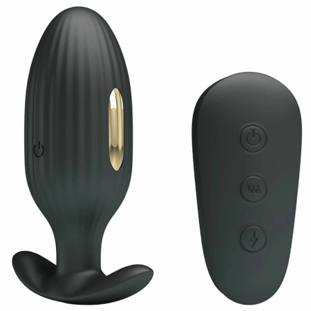 Pretty Love Kelly Rechargeable Anal Plug Black, Remote Control, 7 Modes