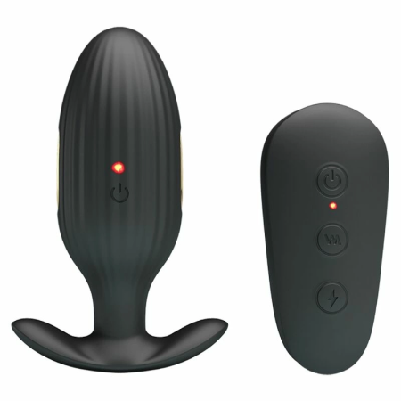Pretty Love Kelly Rechargeable Anal Plug Black, Remote Control, 7 Modes