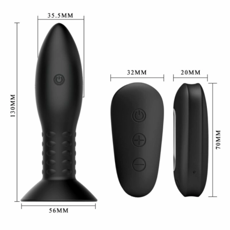 MR PLAY Rotating Silicone Plug with Remote Control 12 Modes Black 13cm