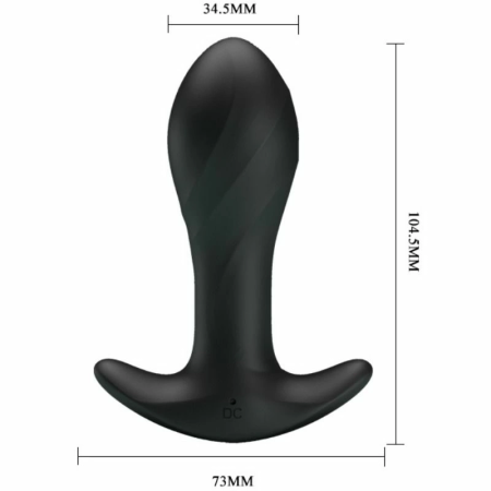 Pretty Love Black Silicone Anal Plug 12-Mode USB Rechargeable