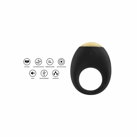 ToyJoy Luz Eclipse Light USB Rechargeable Silicone Ring, 7 Modes, LED, Black