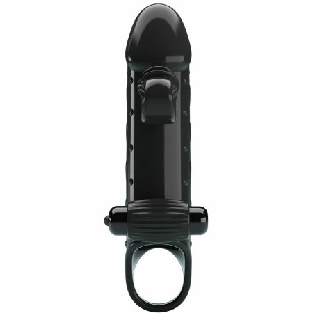 Romance MC64 Vibrating Extension Sleeve Black TPE Adjustable Ring