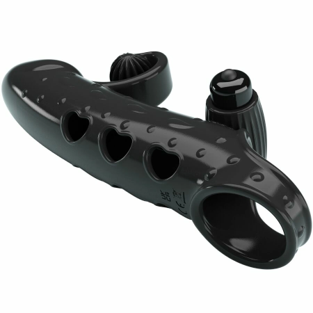 Romance MC64 Vibrating Extension Sleeve Black TPE Adjustable Ring