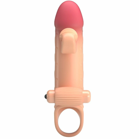 ROMANCE MC64 Vibrating Extension Sleeve Natural TPE with Support Ring