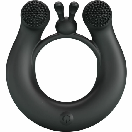 Pretty Love Dahlia Silicone Vibrating Ring 12 Modes Black USB Rechargeable