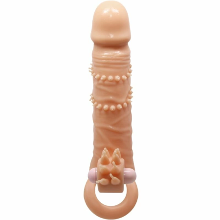 Pretty Love Connor Extension Sleeve with Vibrating Clitoral Pad, Flesh, 17cm