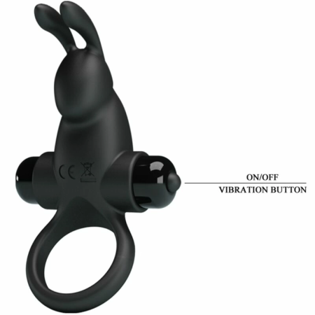 Pretty Love BI-210204 Silicone Black Intimate Ring with Dual Vibrating System