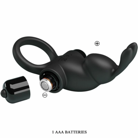 Pretty Love BI-210204 Silicone Black Intimate Ring with Dual Vibrating System