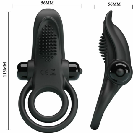 Pretty Love BI-210203 Dual Motor Silicone Intimate Ring Black 10 Modes