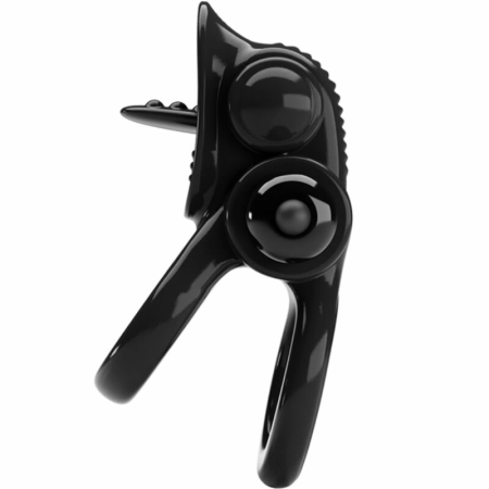 Pretty Love BI-210239 Double Vibrating Silicone Ring Black 10 Modes