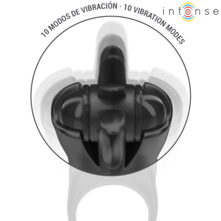 Intense Mabel Black Vibrating Ring with 10 Modes & Anatomical Stimulator