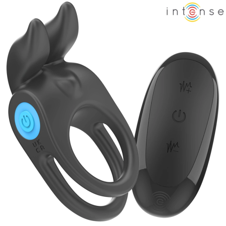 INTENSE SAM Double Vibrating Ring Black 10-Mode Rechargeable USB