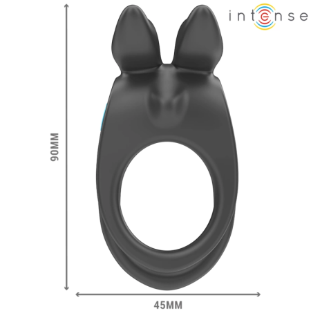 INTENSE SAM Double Vibrating Ring Black 10-Mode Rechargeable USB