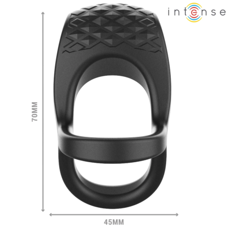 INTENSE Alex Black Dual Vibrating Ring with 10 Modes & Remote Control