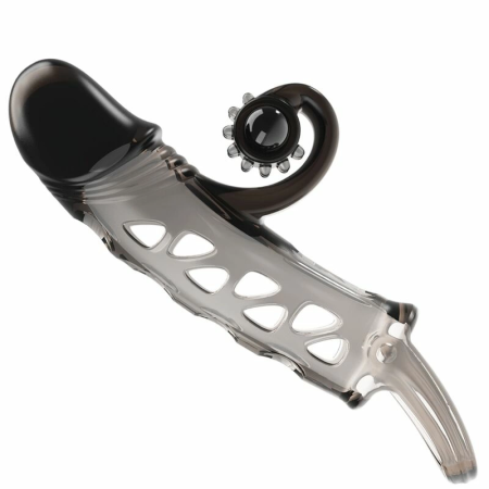 ROMANCE Black Intimate Sleeve with Vibrating Flexible Tip, Adjustable Fit