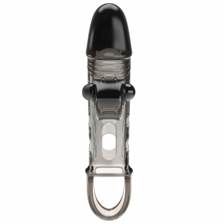 ROMANCE Black Intimate Sleeve with Vibrating Flexible Tip, Adjustable Fit