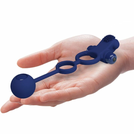 Pretty Love Remington Blue Dual Vibrating Silicone Ring with Plug